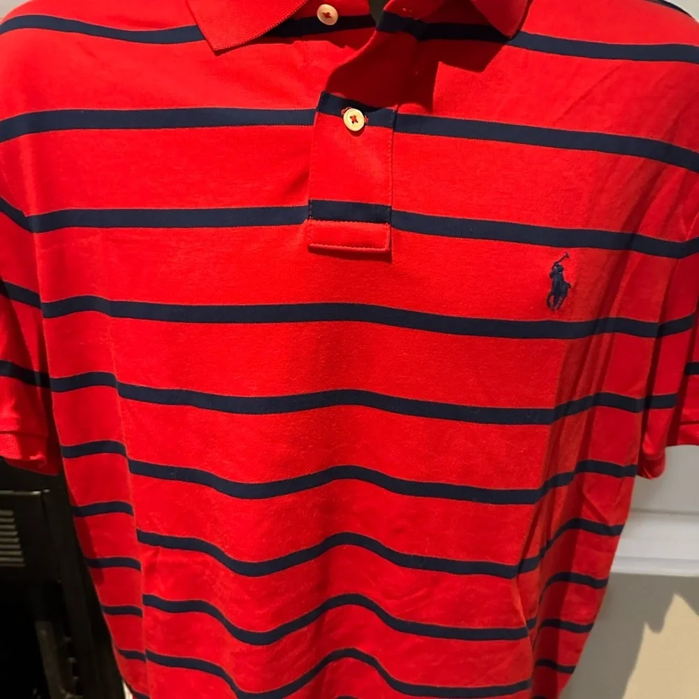 Polo by Ralph Lauren Red and Blue Striped Polo Shirt